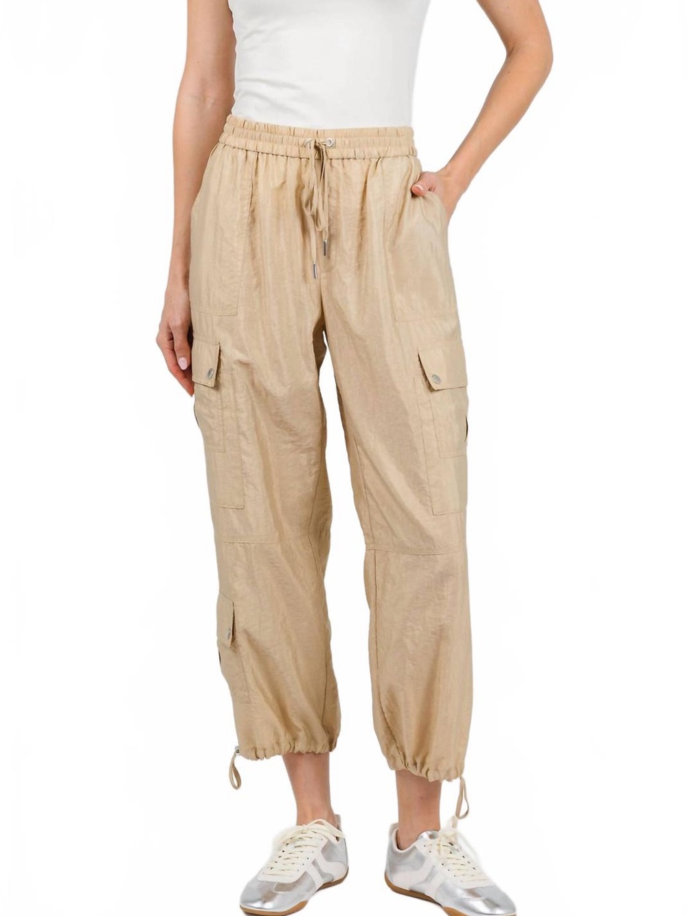 Cinq à Sept Nitsan Cargo Parachute Pants Khaki - Size Small